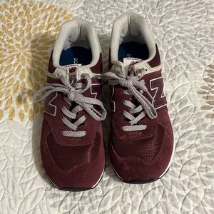 New Balance Kids' Maroon and Gray Sneakers